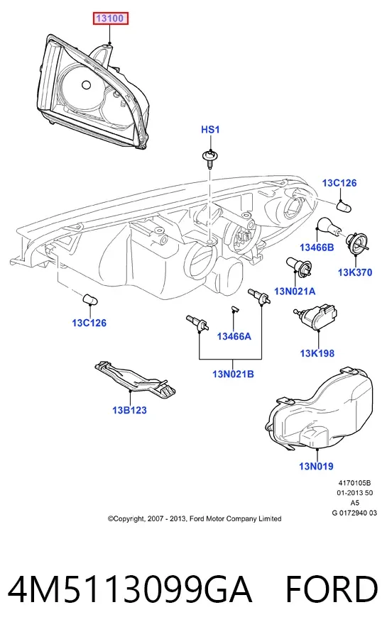 Luz direita 4M5113099GA Ford