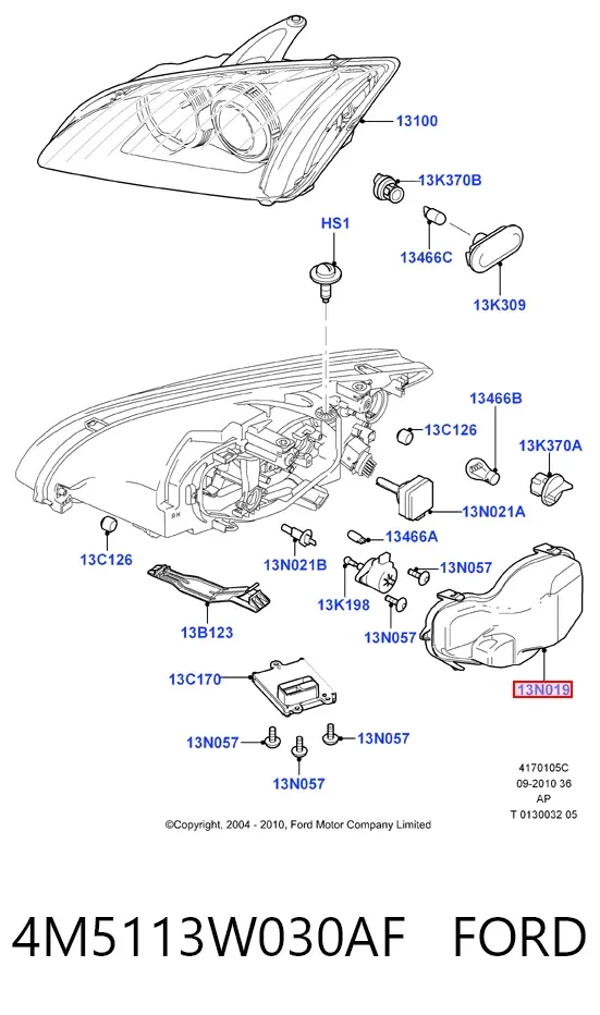 Tampa da luz esquerda 4M5113W030AF Ford
