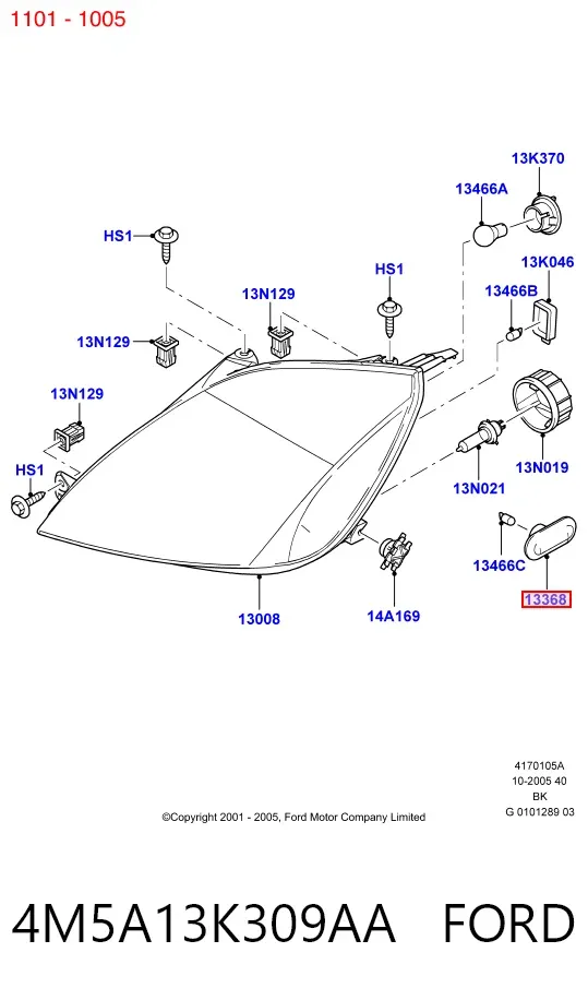 Luz intermitente no pára-lama 4M5A13K309AA Ford