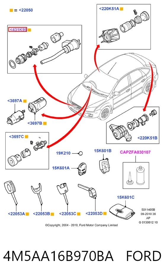 Fecho da capota 4M5AA16B970BA Ford