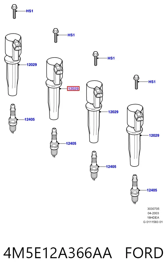 Bobina de ignição 4M5E12A366AA Ford