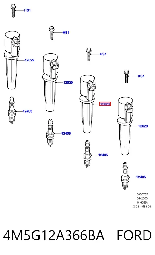 Bobina de ignição 4M5G12A366BA Ford