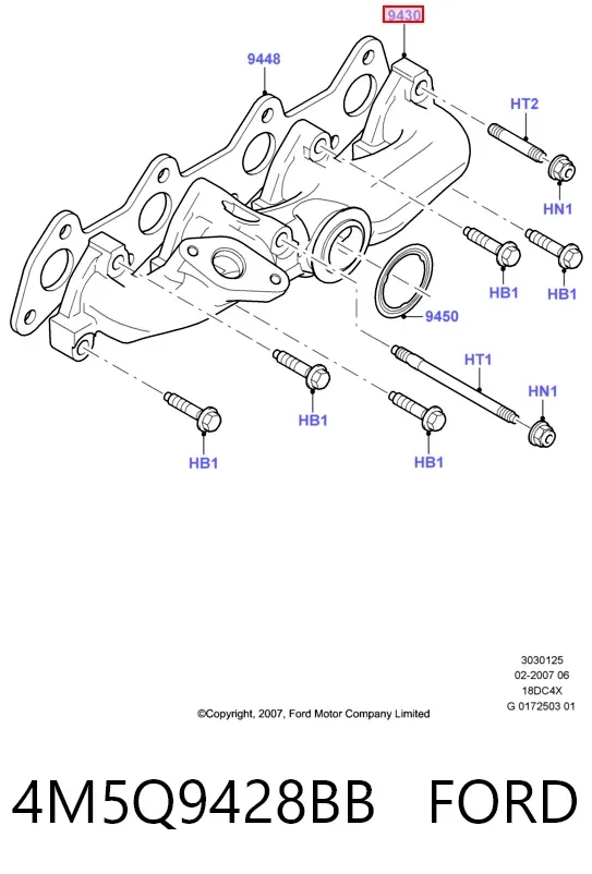 Tubo coletor de escape 4M5Q9428BB Ford