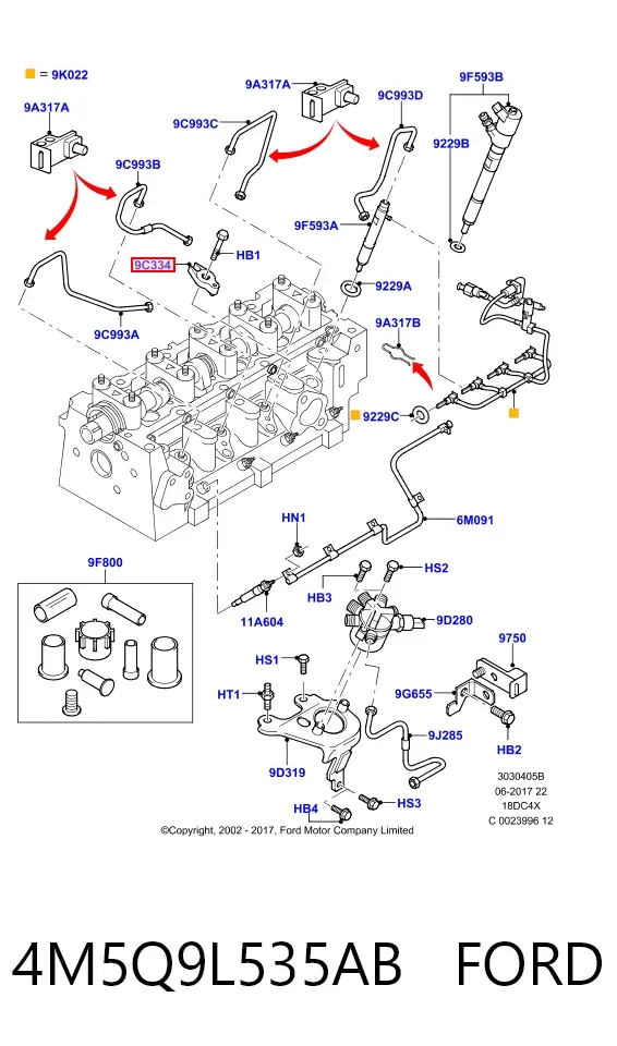 Consola de fixação do injetor 4M5Q9L535AB Ford
