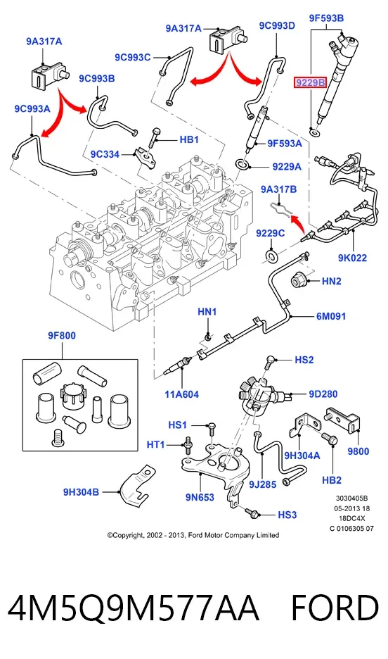 Injetor de injeção de combustível 4M5Q9M577AA Ford