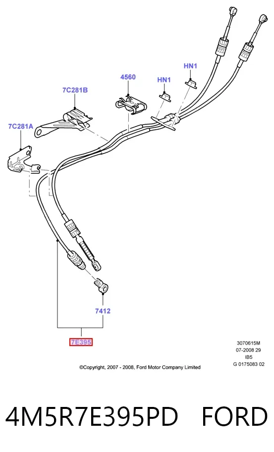 Cabo de mudança duplo 4M5R7E395PD Ford