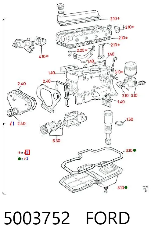 Kit superior de vedantes de motor D3079400 Glaser