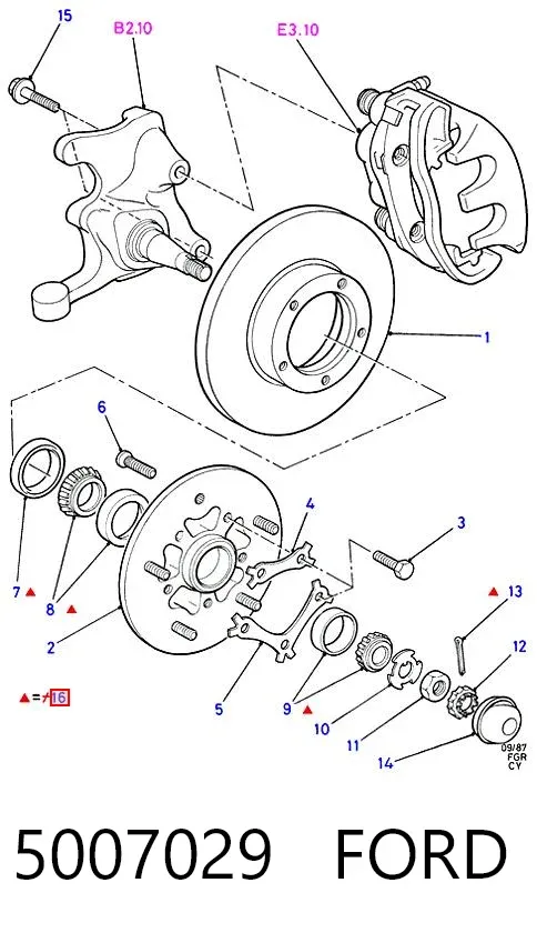 Rolamento de cubo dianteiro 5007029 Ford
