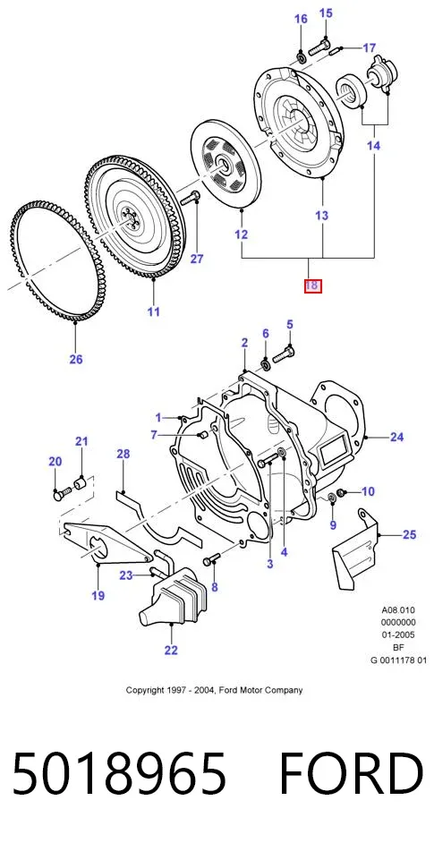 Kit de embraiagem (3 peças) 5018965 Ford