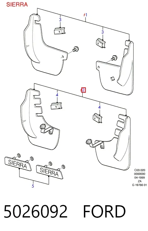 Protetores de lama traseiros, kit 5026092 Ford