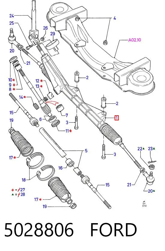 Cremalheira da direção 5028806 Ford