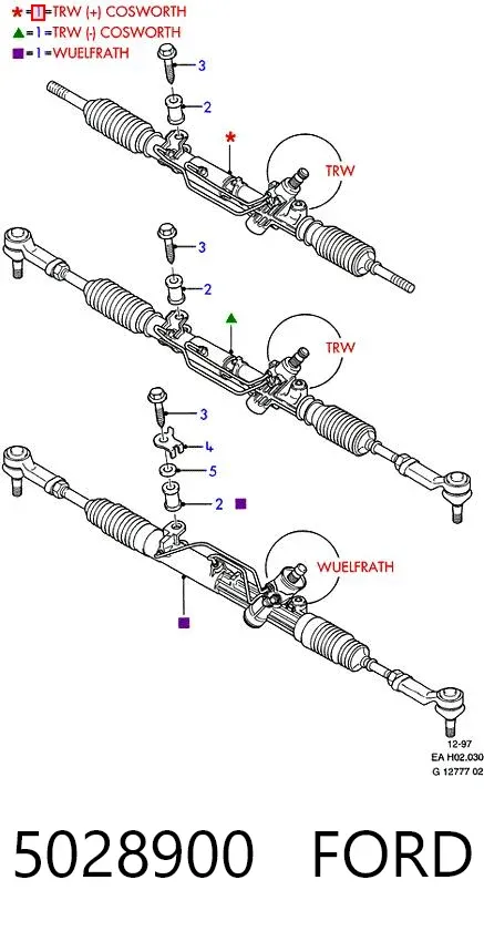 Cremalheira da direção 5028900 Ford