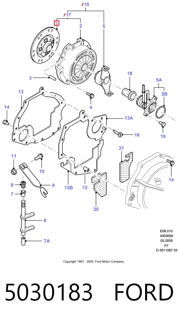 Kit de embraiagem (3 peças) 5030183 Ford
