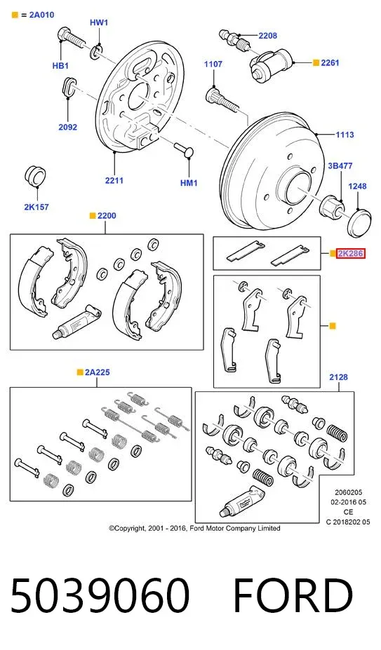 Mecanismo de aproximação (de auto-aproximação) das sapatas de tambor (kit de reparação levadiça) 5039060 Ford