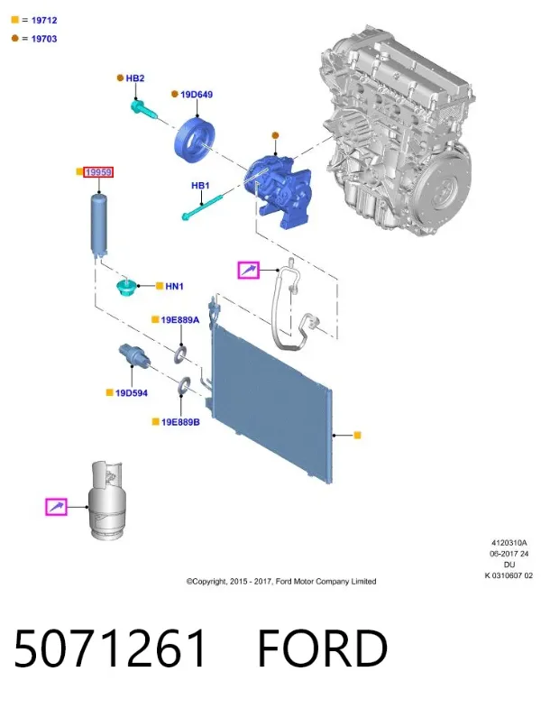 Tanque de recepção do secador de aparelho de ar condicionado 5071261 Ford