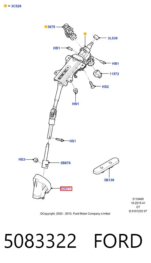 Cremalheira da direção 5083322 Ford