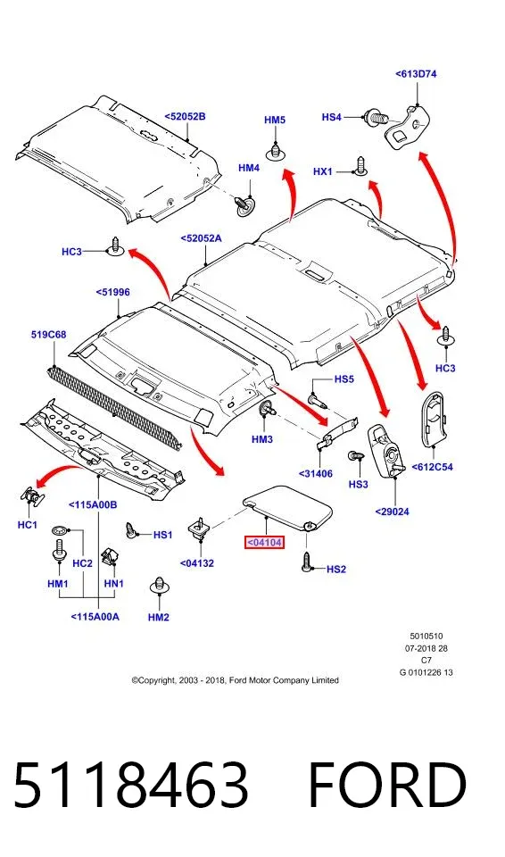 Pala contra o sol 5118463 Ford