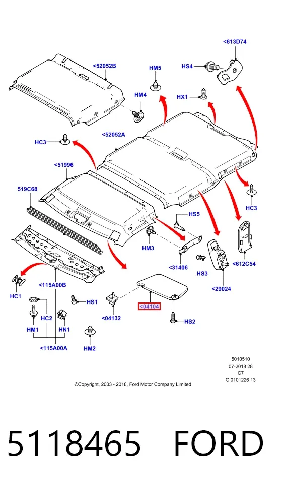Pala contra o sol 5118465 Ford