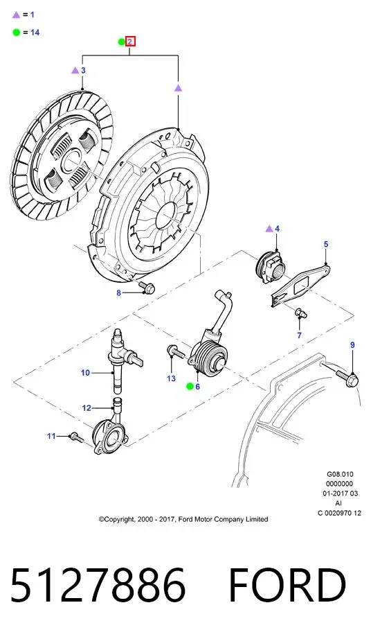 Kit de embraiagem (3 peças) 5127886 Ford
