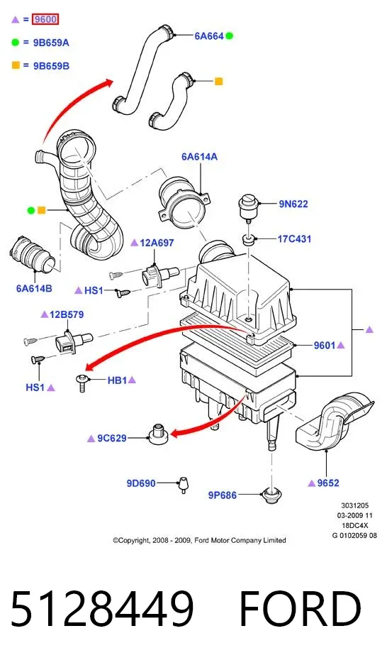 Caixa de filtro de ar 5128449 Ford