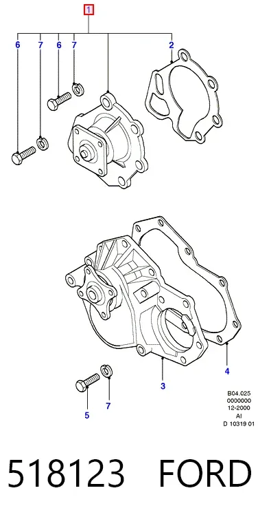 Bomba de água (bomba) de esfriamento 518123 Ford