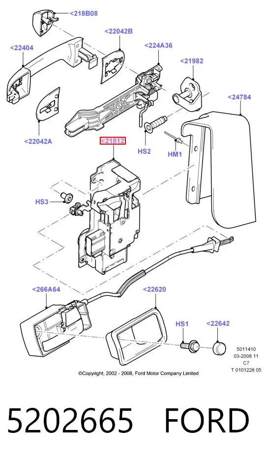 Fecho da porta dianteira esquerda 5202665 Ford