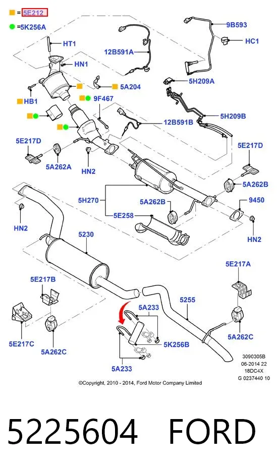Convertidor - catalisador 5225604 Ford