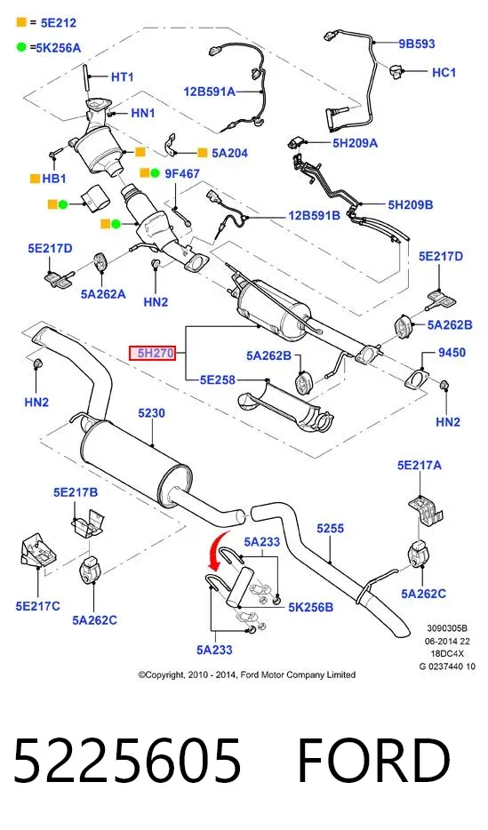 Filtro de partículas do sistema dos gases de escape 5225605 Ford