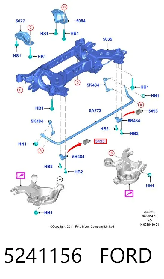 Bucha de estabilizador traseiro 5241156 Ford