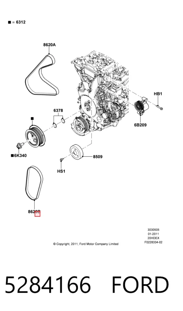 Correia dos conjuntos de transmissão 5284166 Ford