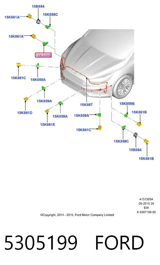 Sensor dianteiro lateral de sinalização de estacionamento (sensor de estacionamento) 5305199 Ford