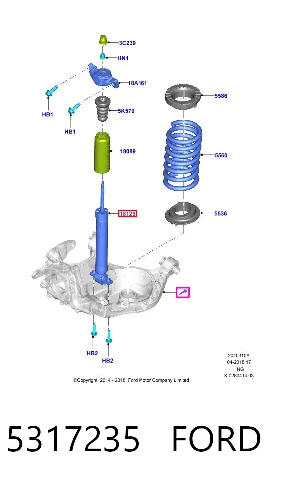 Amortecedor traseiro 5317235 Ford