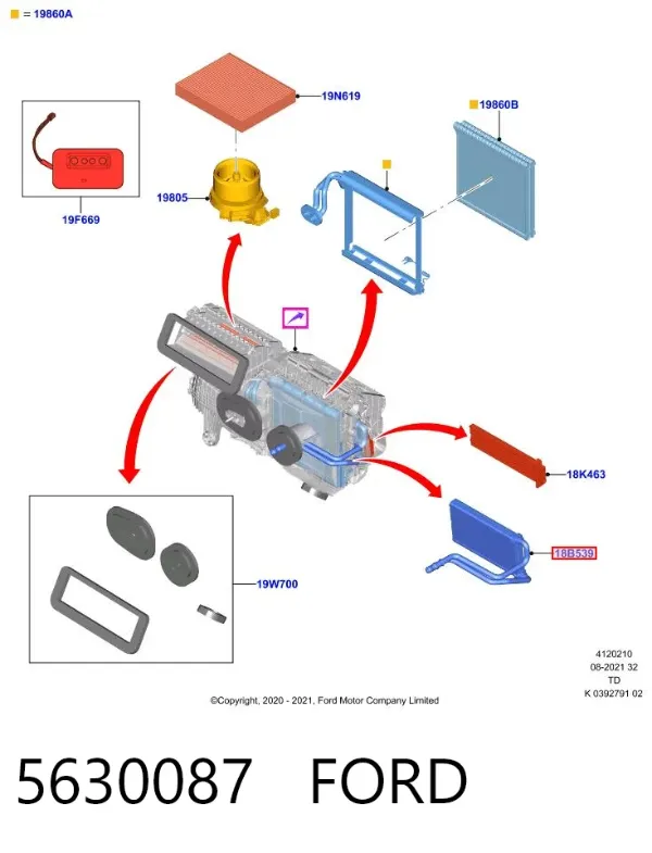 Radiador de forno (de aquecedor) Ford Kuga III