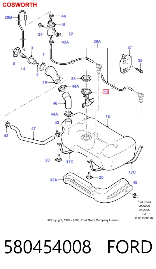 Elemento de turbina da bomba de combustível 580454008 Ford