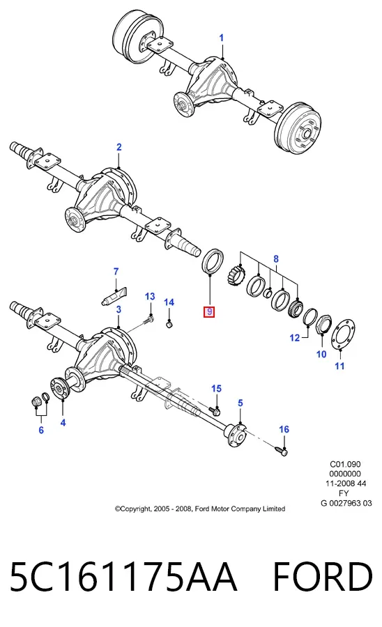 Bucim de cubo traseiro 5C161175AA Ford