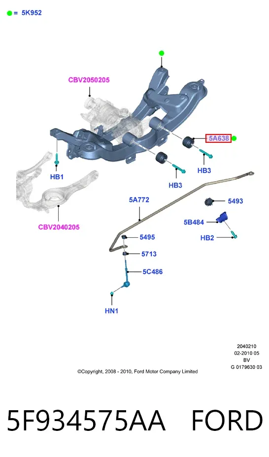 Bloco silencioso de viga traseira (de plataforma veicular) 5F934575AA Ford