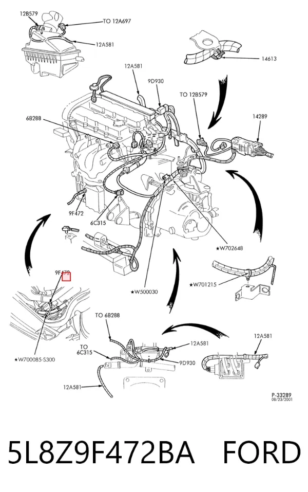 Sonda lambda, sensor de oxigênio até o catalisador 5L8Z9F472BA Ford
