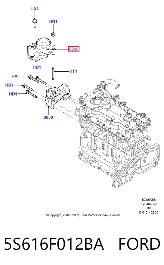 Coxim (suporte) direito de motor 5S616F012BA Ford
