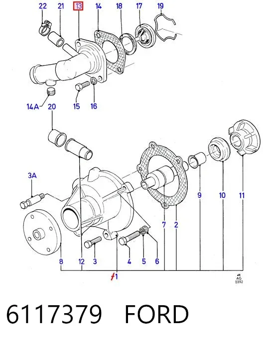 Caixa do termostato 6117379 Ford