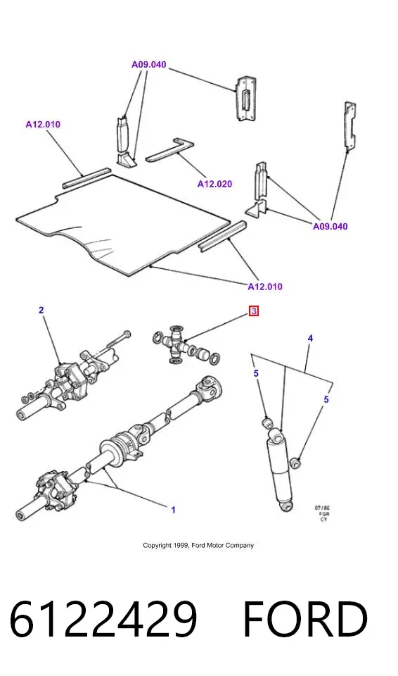 Cruzeta da junta universal traseira 6122429 Ford
