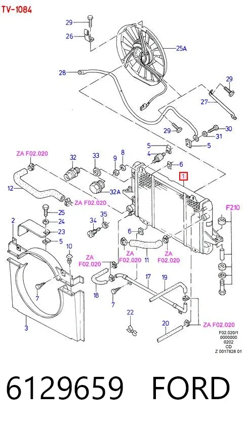 Radiador de esfriamento de motor 6129659 Ford