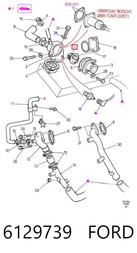 Termostato 6129739 Ford
