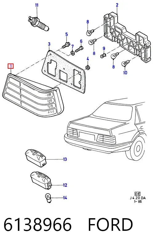 Lanterna traseira direita 6138966 Ford