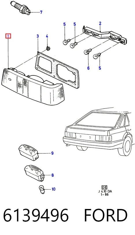 Lanterna traseira direita 6139496 Ford