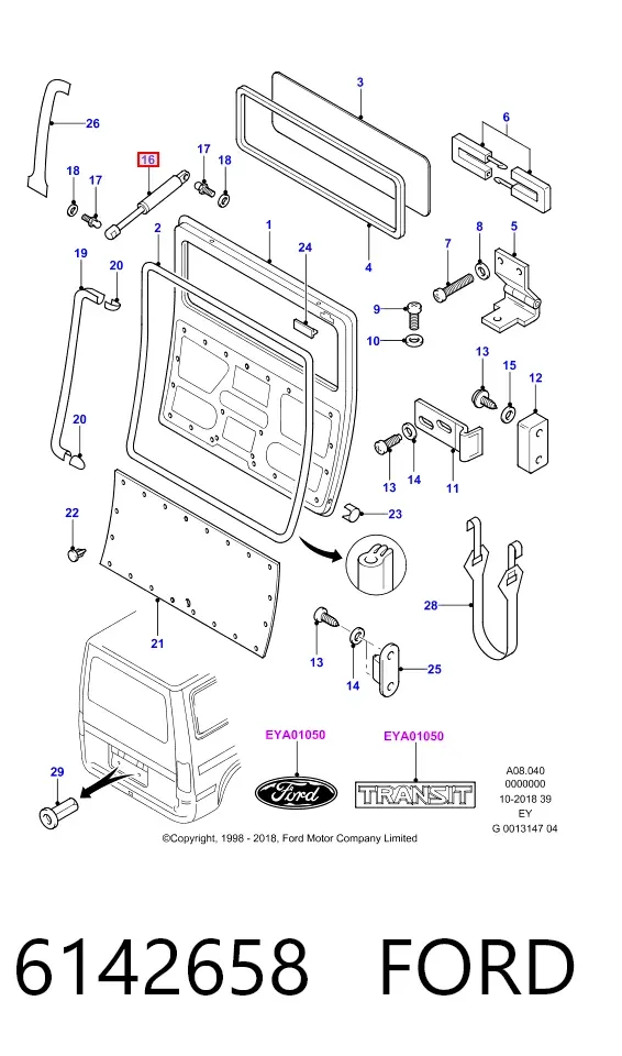 Amortecedor de tampa de porta-malas (de 3ª/5ª porta traseira) 6142658 Ford