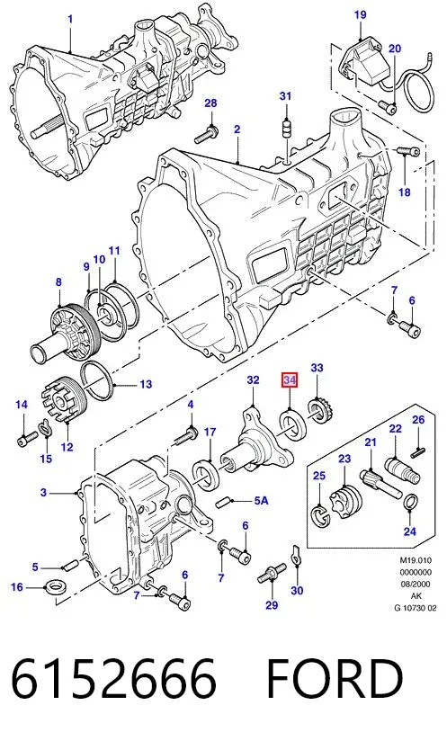 Bucim da Caixa Automática de Mudança (de árvore de saída/secundária) 6152666 Ford