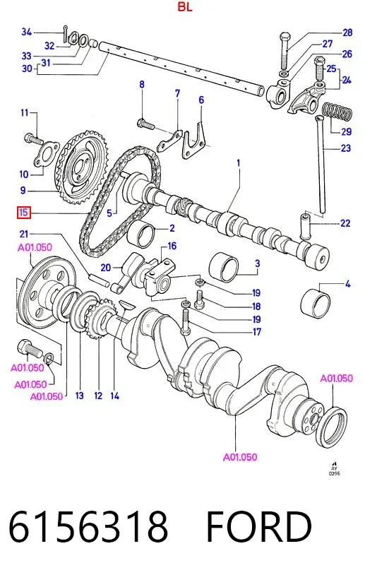 Cadeia de bomba de óleo 6156318 Ford