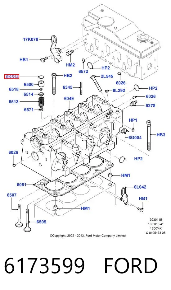 Arruela de regulação 6173599 Ford