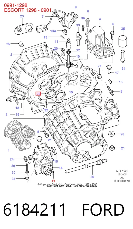 Vedação da Caixa Automática de Mudança (de árvore de saída/primária) 6184211 Ford