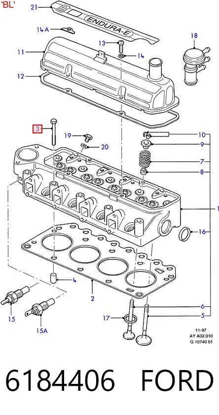 Parafuso de cabeça de motor (CBC) 6184406 Ford
